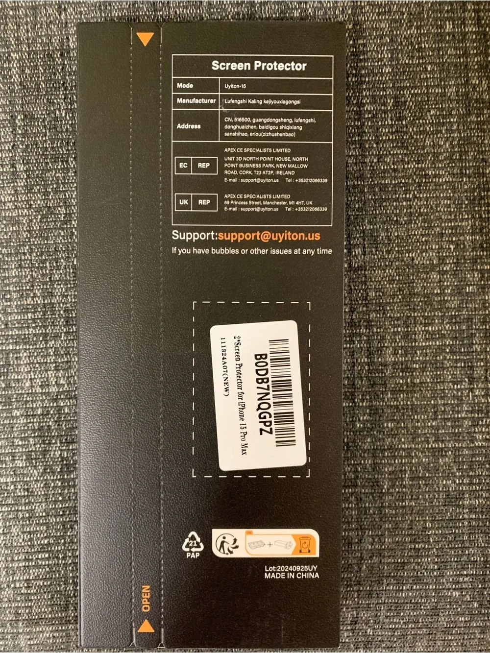 Uyiton screen protector NEW/never opened for iPhone 15 pro max